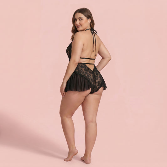 Emerella Plus Size Lace Teddy