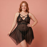 Lucera Plus Size Lace Babydoll Set