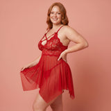 Lucera Plus Size Lace Babydoll Set