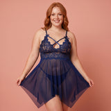 Lucera Plus Size Lace Babydoll Set