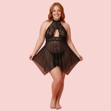 Lumière Plus Size Lace Babydoll Set