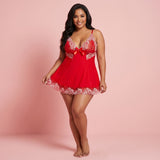 Rosabelle Plus Size Embroidered Babydoll Set