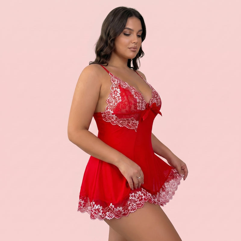 Rosabelle Plus Size Embroidered Babydoll Set