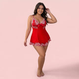Rosabelle Plus Size Embroidered Babydoll Set