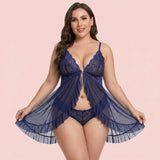 Velora Plus Size Tie Front Babydoll Set