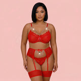 Vivara Plus Size Garter Lingerie Set