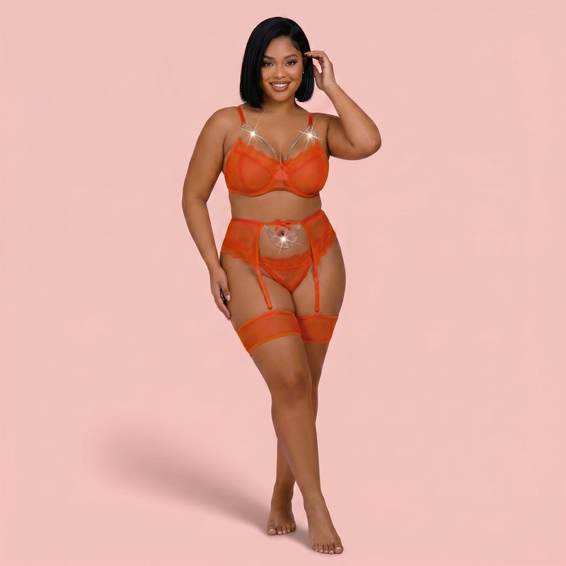 Vivara Plus Size Garter Lingerie Set