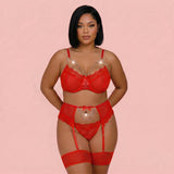 Vivara Plus Size Garter Lingerie Set