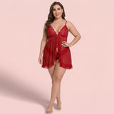 Velora Plus Size Tie Front Babydoll Set
